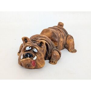 Bull Dog Figure Business Card Sponge Holder  VTG Shade Tree Creations Road Kill